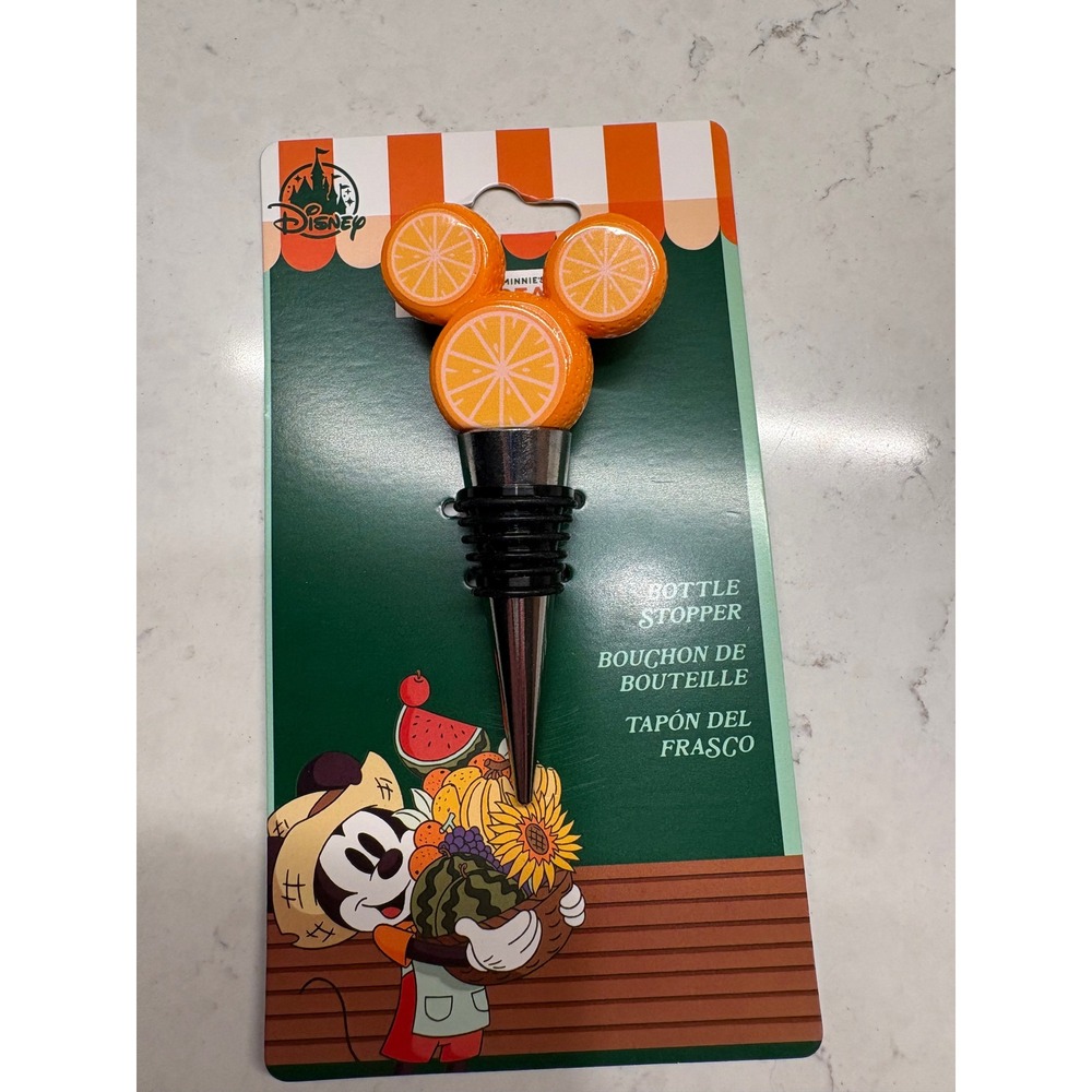 Disney Parks 2026 Mickey Mouse Fruit Stand Orange Slice Bottle Stopper New